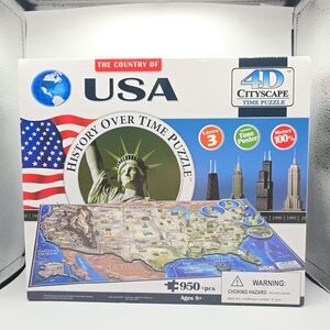NIB 4D Cityscape Time Puzzle The Country of USA 950+ Pieces, 24"x16"x2", Gulf of